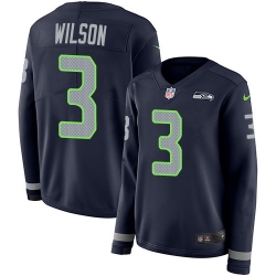 Nike Seahawks #3 Russell Wilson Steel Blue Team Color Women  Jersey