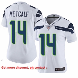 Seahawks 14 D K  Metcalf White Women Stitched Football Vapor Untouchable Limited Jersey