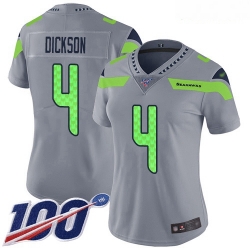 Seahawks #4 Michael Dickson Silver Women Stitched Football Limited Inverted Legend 100th Season Jersey