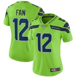 Womens Nike Seahawks #12 Fan Green  Stitched NFL Limited Rush Jersey