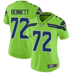 Womens Nike Seahawks #72 Michael Bennett Green  Stitched NFL Limited Rush Jersey