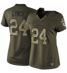 Womens Nike Seattle Seahawks 24 Marshawn Lynch Elite Green Salute to Service NFL Jersey