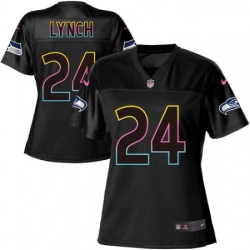 Womens Nike Seattle Seahawks 24 Marshawn Lynch Game Black Team Color NFL Jersey