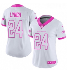 Womens Nike Seattle Seahawks 24 Marshawn Lynch Limited WhitePink Rush Fashion NFL Jersey