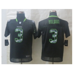 Youth Nike Seattle Seahawks #3 Wilson Black Jerseys(Lights Out Stitched)