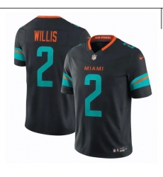 Men Miami Dolphins 2 Malik Willis Black 2025 F U S E Rivalries Vapor Limited Stitched Football Jersey