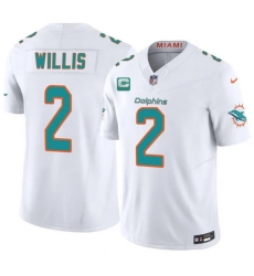 Men Miami Dolphins  2 Malik Willis White 2026 F U S E  1 Star C Patch Vapor Limited Stitched Football Jersey