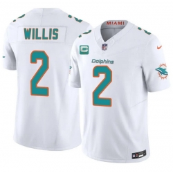 Men Miami Dolphins  2 Malik Willis White 2026 F U S E  1 Star C Patch Vapor Limited Stitched Football Jersey