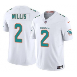 Men Miami Dolphins  2 Malik Willis White 2026 F U S E  Vapor Limited Stitched Football Jersey
