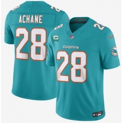Men Miami Dolphins  28 De Von Achane Aqua 2026 F U S E  1 Star C Patch Vapor Limited Stitched Football Jersey