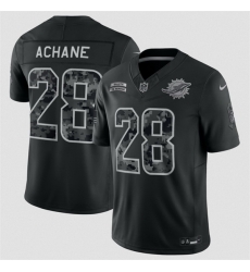 Men Miami Dolphins  28 De Von Achane Black F U S E  2026 Salute to Service Limited Stitched Football Jersey