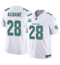 Men Miami Dolphins 28 De Von Achane White 2026 F U S E 1 Star C Patch Vapor Limited Stitched Football Jersey Men Miami Dolphins 28 De Von Achane White 2026 F U S E 1 Star C Patch Vapor Limited Stitched Football Jersey