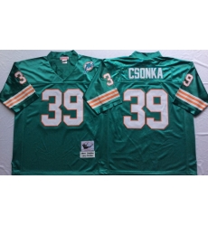 Men Miami Dolphins 39 Larry Csonka Aqua M&N Throwback Jersey