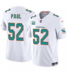 Men Miami Dolphins  52 Patrick Paul White 2026 F U S E  1 Star C Patch Vapor Limited Stitched Football Jersey