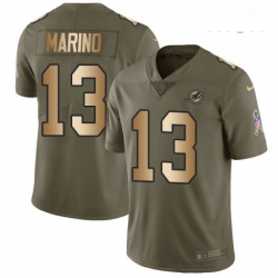 Mens Nike Miami Dolphins 13 Dan Marino Limited OliveGold 2017 Salute to Service NFL Jersey