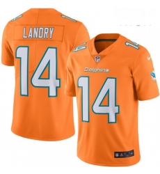 Mens Nike Miami Dolphins 14 Jarvis Landry Limited Orange Rush Vapor Untouchable NFL Jersey