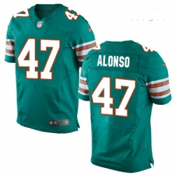 Mens Nike Miami Dolphins 47 Kiko Alonso Elite Aqua Green Alternate NFL Jersey