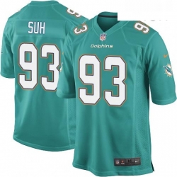 Mens Nike Miami Dolphins 93 Ndamukong Suh Game Aqua Green Team Color NFL Jersey