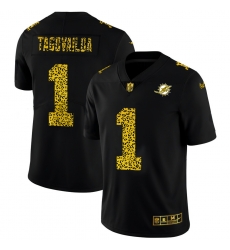 Miami Dolphins 1 Tua Tagovailoa Men Nike Leopard Print Fashion Vapor Limited NFL Jersey Black