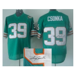 Miami Dolphins 39 Csonka Green Throwback M&N Signed NFL Jerseys