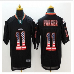 New Miami Dolphins #11 DeVante Parker Black Mens Stitched NFL Elite USA Flag Fashion Jersey