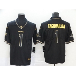 Nike Dolphins 1 Tua Tagovailoa Black Gold Vapor Untouchable Limited Jersey