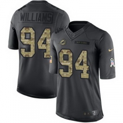 Nike Dolphins #94 Mario Williams Black Mens Stitched NFL Limited 2016 Salute to Service Jersey