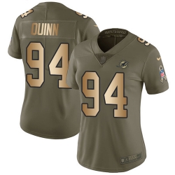 Nike Dolphins #94 Robert Quinn Olive Gold Womens Stitched NFL Limited 2017 Salute to Service Jersey