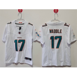 Women Miami Dolphins 17 Jaylen Waddle White F U S E Vapor Untouchable Stitched Jersey 