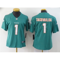 Women Nike Dolphins 1 Tua Tagovailoa Aqua Women 2020 NFL Draft First Round Pick Vapor Untouchable Limited Jersey