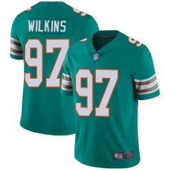 Dolphins 97 Christian Wilkins Aqua Green Alternate Youth Stitched Football Vapor Untouchable Limited Jersey