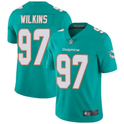 Dolphins 97 Christian Wilkins Aqua Green Team Color Youth Stitched Football Vapor Untouchable Limited Jersey