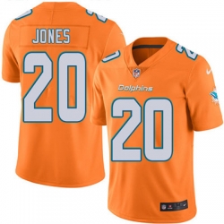 Youth Nike Dolphins #20 Reshad Jones Orange Stitched NFL Limited Rush Jersey