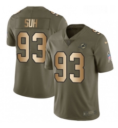 Youth Nike Miami Dolphins 93 Ndamukong Suh Limited OliveGold 2017 Salute to Service NFL Jersey