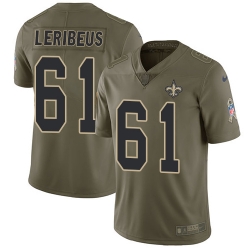 Limited Nike Olive Mens Josh LeRibeus Jersey NFL 61 New Orleans Saints 2017 Salute to Service