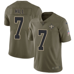 Limited Nike Olive Mens Taysom Hill Jersey NFL 7 New Orleans Saints 2017 Salute to Service