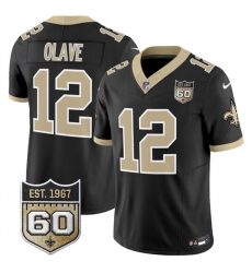 Men New Orleans Saints  12 Chris Olave Black 2026 F U S E 60th Anniversary Patch Vapor Limited Football Stitched Jersey