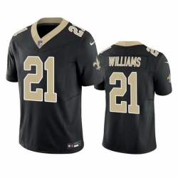 Men New Orleans Saints 21 Jamaal Williams Black 2023 F U S E  Vapor Untouchable Limited Stitched Jersey