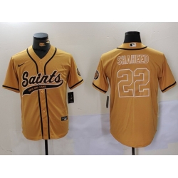 Men New Orleans Saints 22 Rashid Shaheed Gold Cool Base Stitched Baseball Jersey