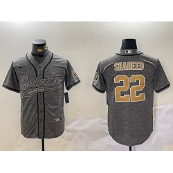 Men New Orleans Saints 22 Rashid Shaheed Grey With Patch Cool Base Stitched Baseball Jersey