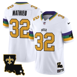 Men New Orleans Saints 32 Tyrann Mathieu White 2024 F U S E  Vapor Limited Stitched Jersey