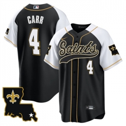 Men New Orleans Saints 4 Derek Carr Black White 1987 Legacy Cool Base Stitched Baseball Jersey