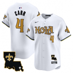 Men New Orleans Saints 4 Derek Carr White Cool Base Stitched Baseball Jersey