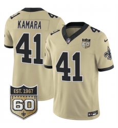 Men New Orleans Saints  41 Alvin Kamara Gold 2026 F U S E 60th Anniversary Patch Vapor Limited Football Stitched Jersey
