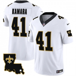 Men New Orleans Saints 41 Alvin Kamara White 2023 F U S E  1987 Legacy Vapor Stitched Jersey