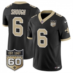 Men New Orleans Saints  6 Tyler Shough Black 2026 F U S E 60th Anniversary Patch Vapor Limited Football Stitched Jersey