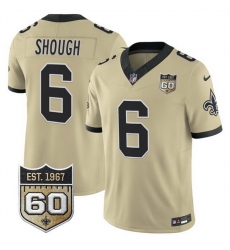 Men New Orleans Saints  6 Tyler Shough Gold 2026 F U S E 60th Anniversary Patch Vapor Limited Football Stitched Jersey