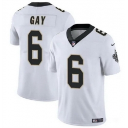 Men New Orleans Saints 6 Willie Gay White Vapor Limited Stitched Football Jersey