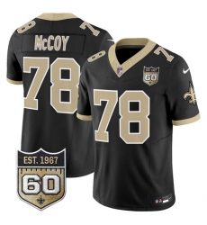 Men New Orleans Saints  78 Erik McCoy Black 2026 F U S E 60th Anniversary Patch Vapor Limited Football Stitched Jersey