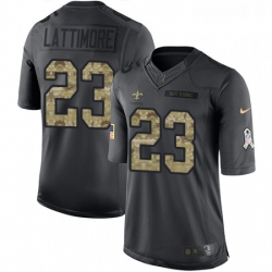 Mens Nike New Orleans Saints 23 Marshon Lattimore Limited Black 2016 Salute to Service NFL Jersey